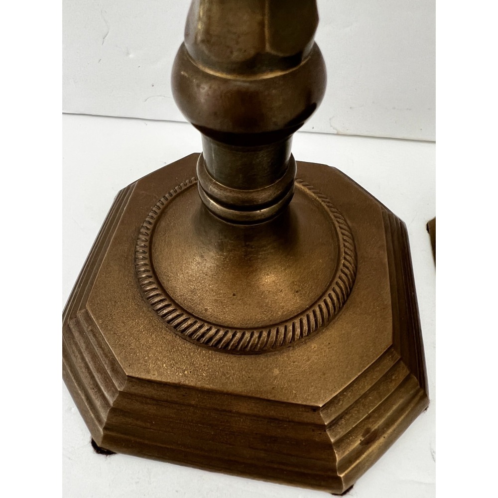 Vintage Pair Solid Brass Taper Candle Holder Candlesticks Square Base 7.5" - Picture 9 of 9